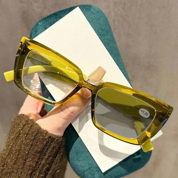 Kwadratowe Fotochromowe Okulary Do Czytania Damskie Modne ZmieniająCe Kolor BlokująCe Niebieskie ŚWiatłO Presbiopia Okulary PrzeciwsłOneczne Dioptrie Do +4.0 0-image