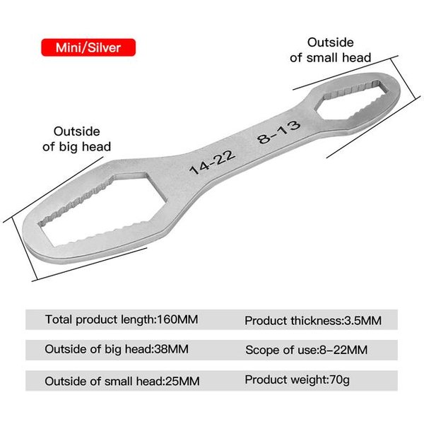 Llave Torx Universal De 8-22Mm, Tablero De Llave De Gafas Ajustable Autoajustable, Llave Torx De Doble Cabeza, Herramientas Manuales Para FáBrica White-image