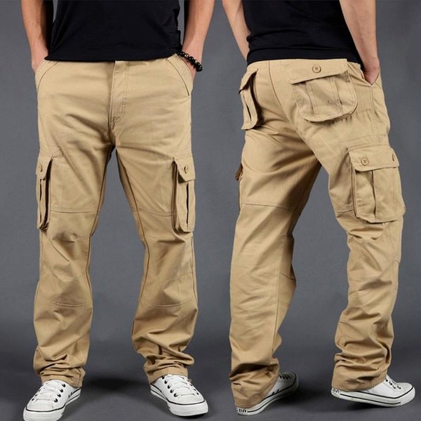 Maita Boczne Kieszenie Na Suwak Cargo Harem Joggers Spodnie MęSkie Taktyczne Casual Harajuku Streetwear Spodnie Dresowe Baggy 7XL Khaki-image