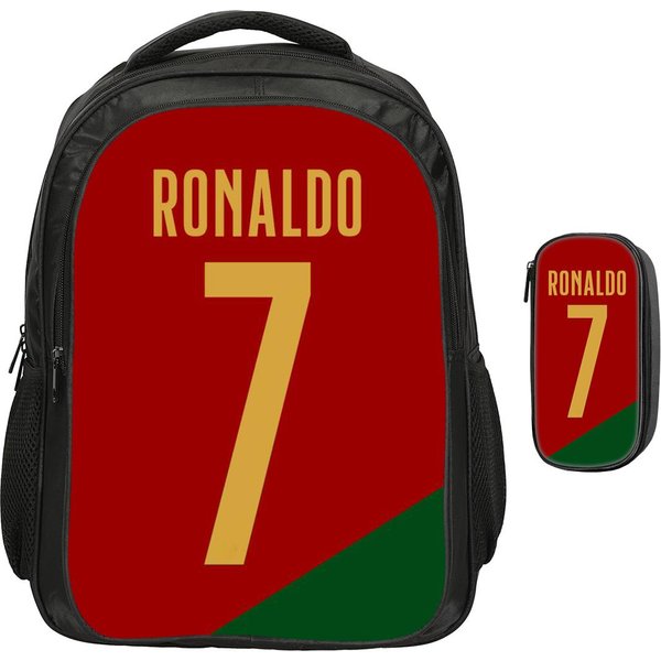 Ronaldo Dwukomorowy Plecak CR Gwiazda PiłKi NożNej Zestaw 2 Szt. Plecak, PiłKarskie Torby Na Przybory Szkolne Mochila Rucksack-image