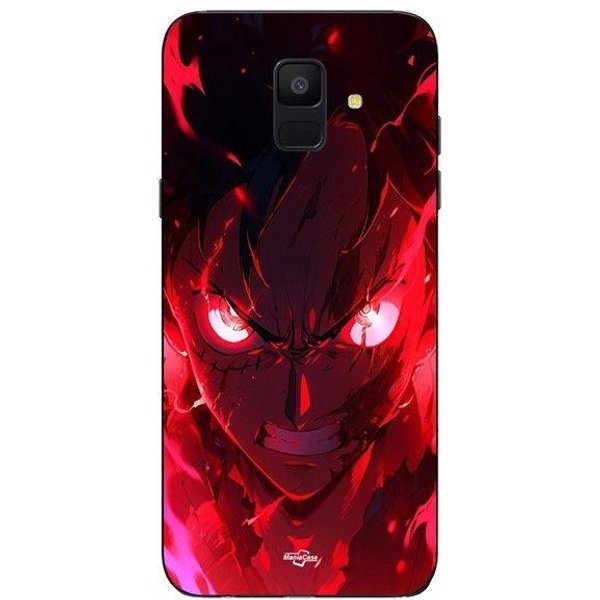 Funda - Maniacase - Samsung Galaxy A8 2018 - Luffy Gear Art - Flexible - Manga Anime Negro-image