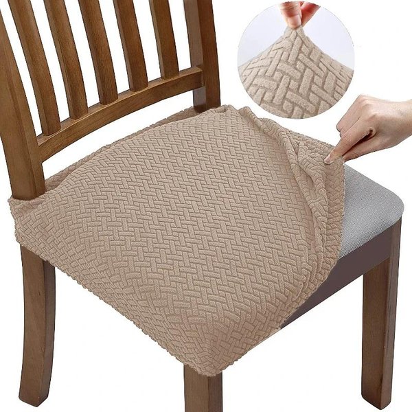 Fundas De Silla Jacquard Para Comedor EláSticas Removibles Funda De Asiento Antisuciedad Color SóLido Fundas De Silla Protector De Muebles 1Pc-image