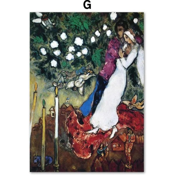 Marc Chagall Surrealizm Abstrakcyjny Kochanek Tancerz Kwiat Nordic Plakat Sztuka ŚCienna Wydruk PłóTno Malarstwo Obrazy Do Wystroju Salonu 21X30Cm No Framed-image