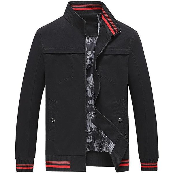 Chaqueta De Trabajo Nueva De Primavera Y OtoñO Lavada Para Hombre Con Cuello Mao Casual Para Hombre Xxxxl Black-image