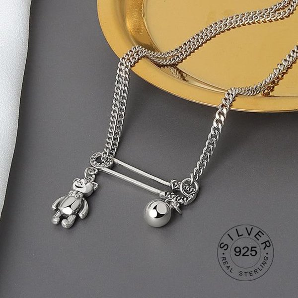 Collar Con Colgante GeoméTrico De Cadena Hueca Elegante De Plata Esterlina 925 AutéNtica, JoyeríA Fina Para Mujeres, BisuteríA Para Bodas Y Fiestas-image
