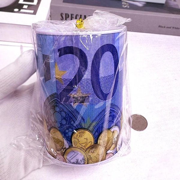Kreatywny Cylinder Z Blachy BiałEj Skarbonka Euro Dolar Obrazek PudełKo Domowe OszczęDnośCiowe Skarbonka Dekoracja Domu Skarbonki-image