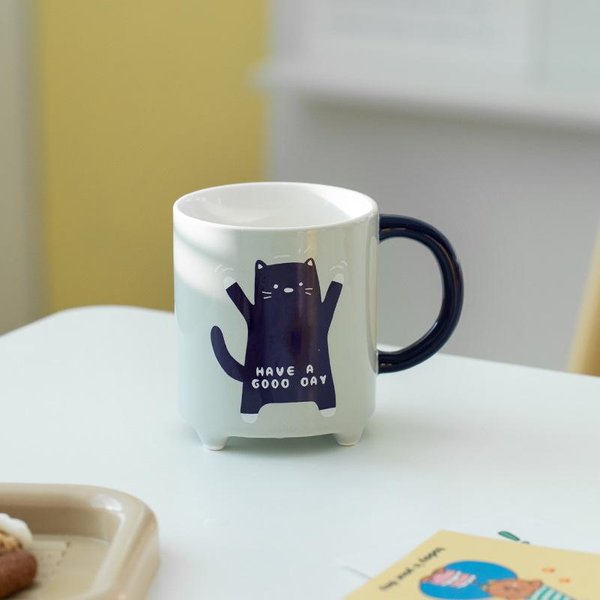 Taza De CeráMica De Gato De Dibujos Animados Abstracto Pareja Hogar Desayuno Taza De Leche Oficina Té De La Tarde Taza De Café 310ML-image