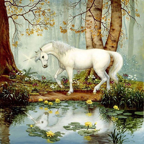 Pintura De Diamante Bordado De Unicornio Y Hada, Pintura De Diamante Redondo Completo, Punto De Cruz, Diamantes De ImitacióN 30X30Cm-image