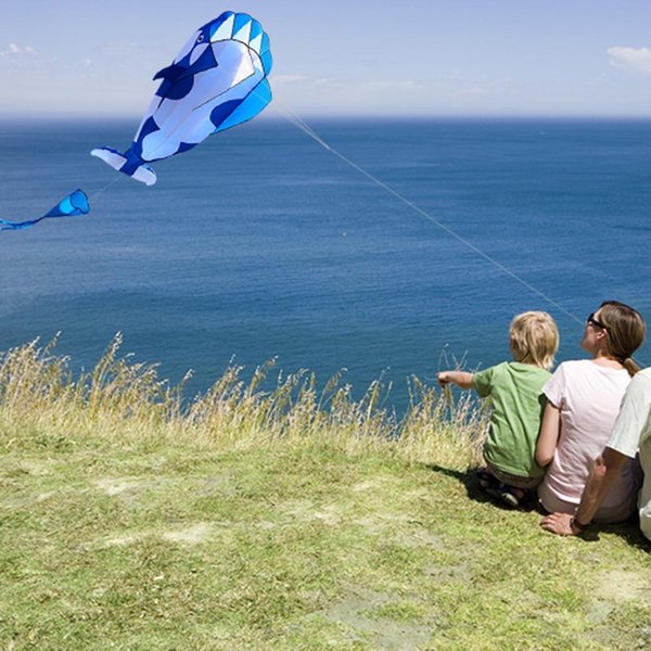 Cometa 3D Enorme Cometa Voladora De Ballena Gigante De Parafoil Suave Sin Marco Blue & White Gray-image