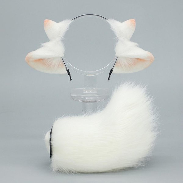 Nowość Zestaw 2 Szt. Opaska Na WłOsy Z Uszami Owcy Ogon Owcy Pluszowe Uszy I Ogon ZwierzęCia Kostium Do Przebierania Akcesoria Do WystęPu Rekwizyty Cosplay Ear Tail-image