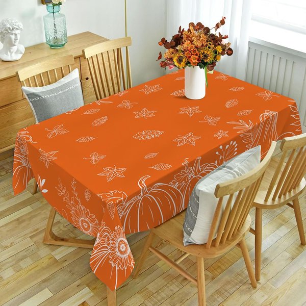 Jesienne PomarańCzowe Dynie ProstokąTny Obrus Dekoracje Imprezowe Jesienne Zbiory Wodoodporny Obrus Kuchenny Dekoracje Na ŚWięTo DzięKczynienia 140X200Cm-image