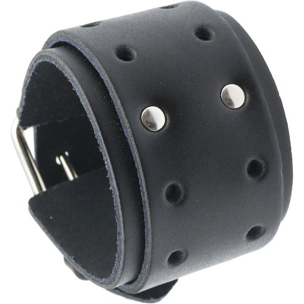 Pulsera De Cuero Genuino Para Hombres Mujeres JoyeríA Pulsera De MuñEca Cuero Pulseras Anchas Rock Punk Hombre Mujer Pulsera De Cuero GóTica-image