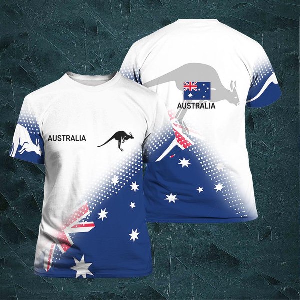 Koszulki Australia Flaga Australii Emblemat 3D Drukowane Streetwear MężCzyźNi Kobiety Oversize KróTki RęKaw T-Shirt Dzieci Koszulki Topy Odzież XL-image