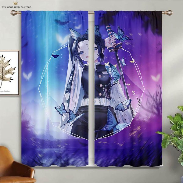 KreskóWkowe, GorąCokrwiste Anime, ZasłOny Z Nadrukiem Do Pokoju DziecięCego, Salonu, Gabinetu, ZasłOny Dekoracyjne, 2 Szt. W50X130H(Cm)X2Pcs&Rod Pocket White-image