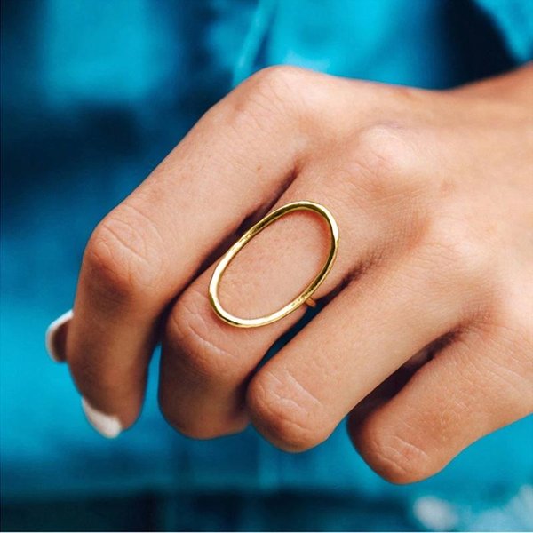 Anillos Huitan Con DiseñO GeoméTrico Ovalado Y Hueco Para Mujer, Estilo MetáLico, Accesorios Modernos De Moda Para Mujer, JoyeríA Llamativa Para Uso Diario. 9-image