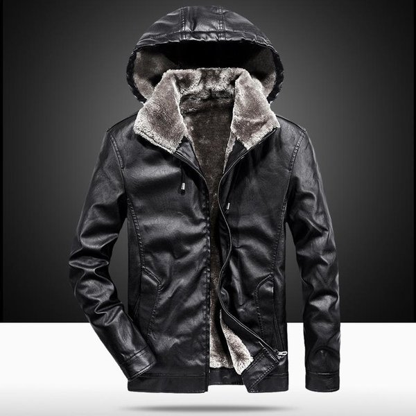 Kurtka SkóRzana MęSka, Imitacja SkóRy Sherpa, Modna MęSka Pluszowa Kurtka SkóRzana, MęSka Kurtka Casualowa 4XL Black-image