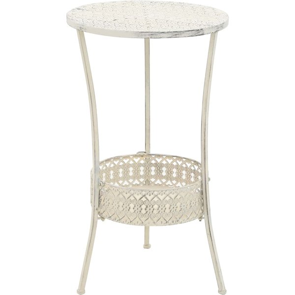 Vidaxl Mesa Bistro Redonda, Estilo Vintage, MetáLica, 40X70 Cm, Blanca-image