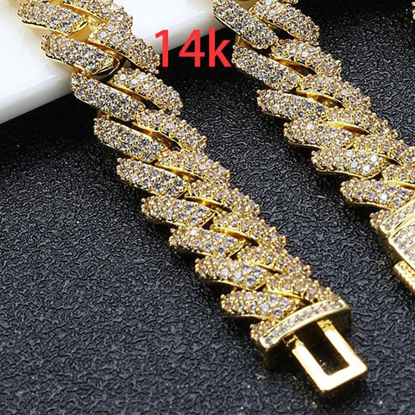 Hhiok Cadena Miami Cubana Doble Fila 10Mm Rombos De Circonita 5A Chapada En Oro De 14K Collar Cubano Iced Out Para Hombres Hip Hop Bling JoyeríA W6705Ww-14K Gold Plated Gray-image
