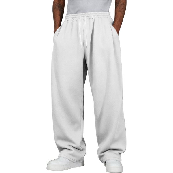 Pantalones De CháNdal Casuales Holgados Para Hombre, Cintura EláStica Con CordóN, Pantalones Deportivos M White-image