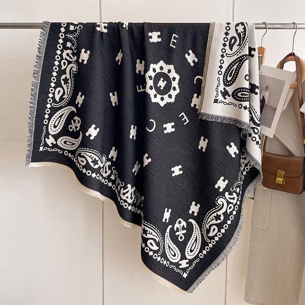 Modny Kaszmirowy Szal Damski Z Wzorem Paisley CiepłY Zimowy Szal I Chusta Bandana Pashmina Damska Kwadratowy Gruby Koc Gray-image