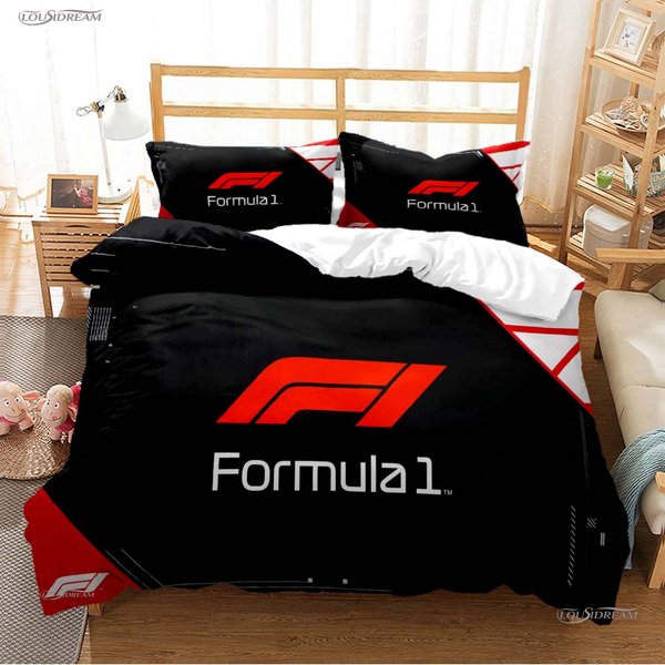 Funda NóRdica Suave Formula 1 EdredóN Entusiasta De Las Carreras Juegos De Cama Suave CóModa Funda De EdredóN MáS Fundas De Almohada Decenas Individual/Doble/Queen/King 135*200Cm Eu-Single-image