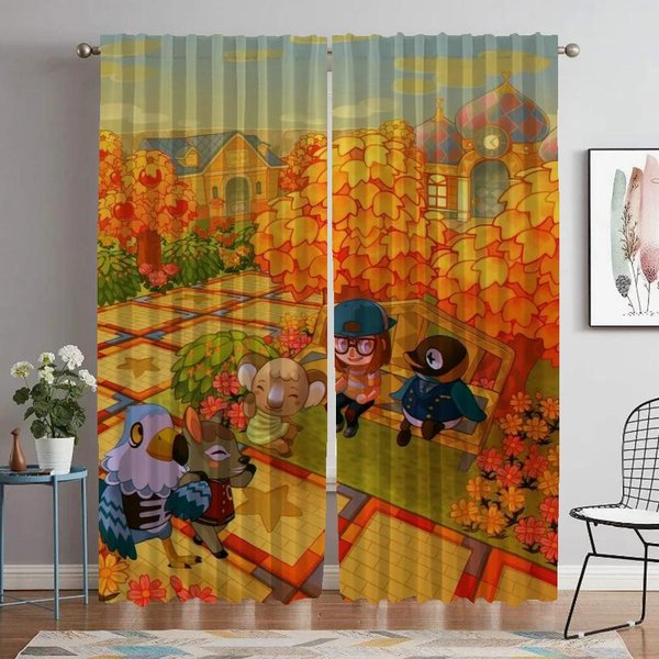 Cortinas De Animal Crossing Para HabitacióN Infantil Cortinas Para Dormitorio Cortinas Opacas DecoracióN De Halloween Cortina Blackout Para HabitacióN 2 Paneles W60Xh90Cmx2Pcs-Cl-image