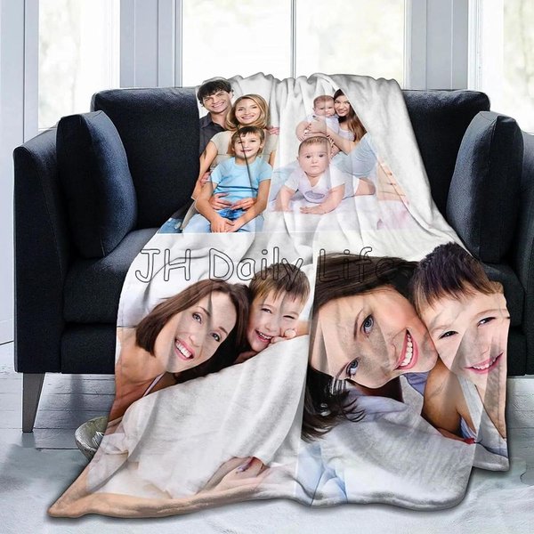 Koc Z WłAsnymi ZdjęCiami I Tekstem Personalizowane Flanelowe Koce Dla DorosłYch I Dzieci Prezent Na Urodziny Dzień Ojca Dzień Matki Walentynki 80X100Cm-image