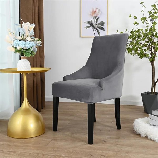 Skandynawski Pokrowiec Na KrzesłO UkośNe Wysokie Oparcie Pokrowiec Na Fotel Elastyczny Wygodny Akcent Pokrowce Na Siedziska Do Salonu Biuro Hotel Dom Impreza 1Pc Gray-image