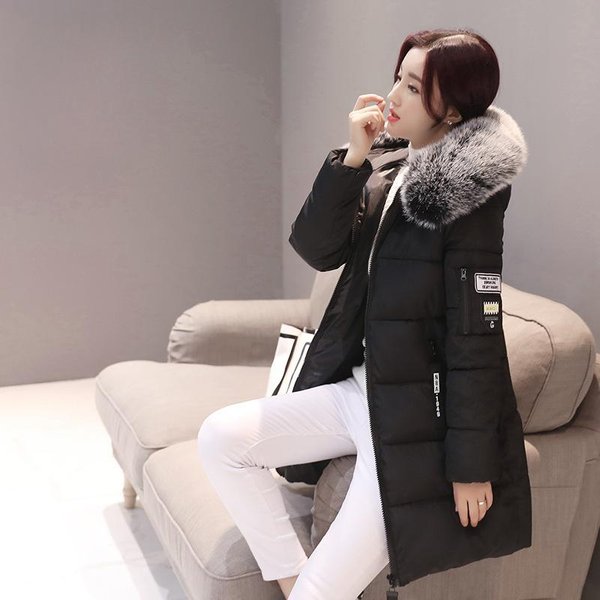 Zima Nowa KoreańSka Wersja Moda ŚRedniej DłUgośCi I DłUga Odzież Pikowana BawełNą Damska DużY Rozmiar Dopasowana Kurtka Z Kapturem Damska Kurtka Pikowana BawełNą 3XL Gray-image