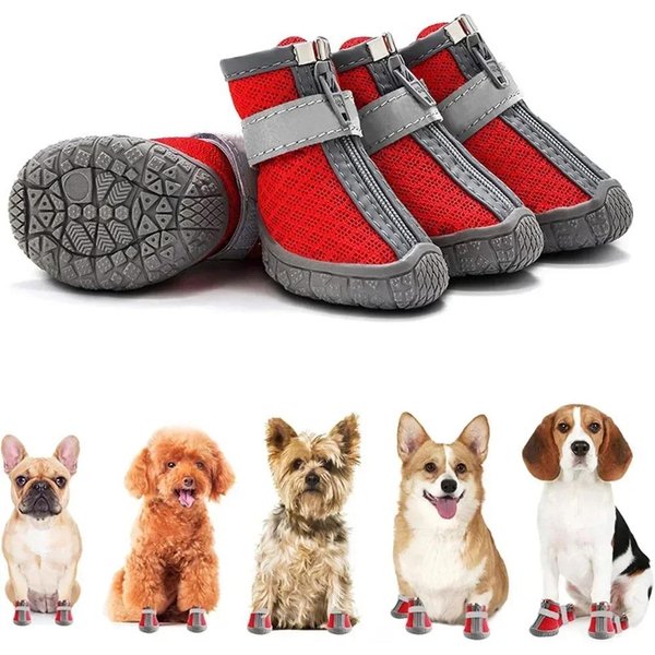 4 Szt. Letnie Buty Dla Psa AntypośLizgowe SzczenięCe Buty Dla ZwierząT Idealne Dla MałYch PsóW OddychająCe Buty Dla Kota Chihuahua Skarpety Dla MałYch PsóW Yorkshire Wysoka Jakość Size 4-image