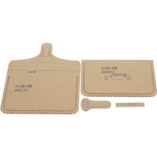 4 Piezas Plantilla AcríLica Tarjetero Monedero PatróN De Cuero DIY Molde Billetera Herramientas De ArtesaníA Beige-image