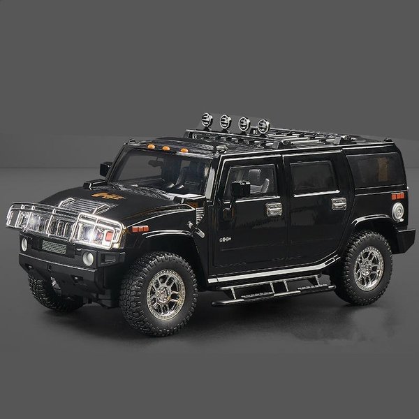 1/18 Hummer H2 Highway 61 SUV Metalowy Model Samochodu Odlewany Metalowy Zabawka Pojazdy Terenowe Model Samochodu Symulacja DźWięKu I ŚWiatłA Prezent Dla Dzieci-image