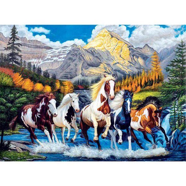 Pintura De Diamante 5D DIY Caballo Corriendo Bordado Punto De Cruz Pintura De Mosaico De Diamantes De ImitacióN DecoracióN 20X30CM-image