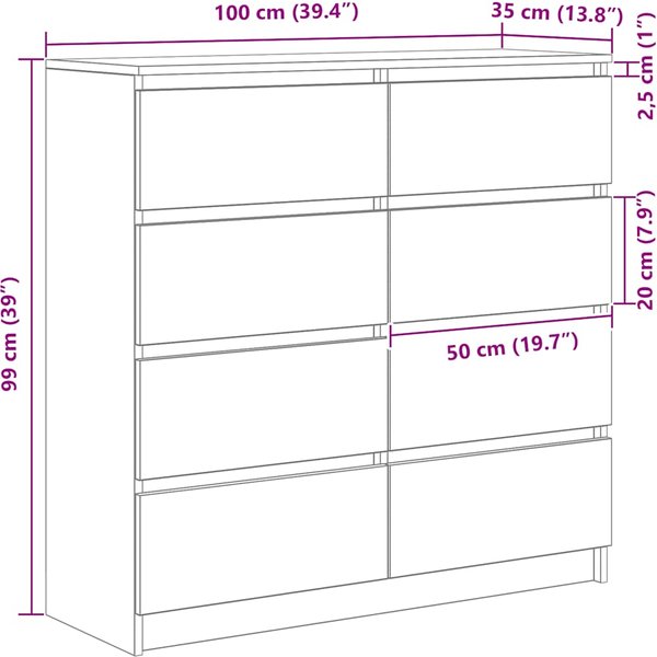 Aparador Blanco 100 X 35 X 99 Cm Tablero De PartíCulas-image