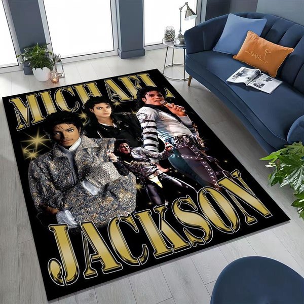 Modny Dywan Artystyczny MJ Michael Jackson KróL Popu Do Sypialni Salonu Kanapy Domu Mata WejśCiowa Dekoracja, DużA AntypośLizgowa Mata PodłOgowa Dla Dzieci 80X120Cm( 31X47In)-image