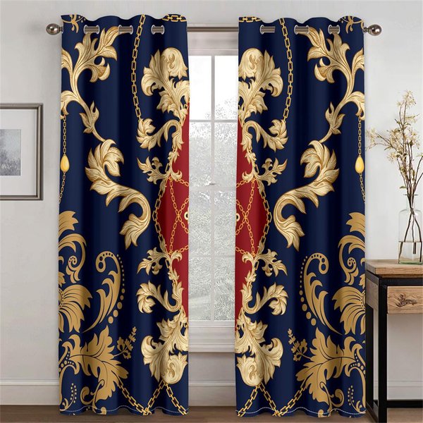 EnvíO Gratis, Barato, Moderno, Marca De Lujo, Moda Blanca Y Negra, 2 Piezas, Cortina De Ventana Sombreada Para Sala De Estar, Dormitorio, DecoracióN, Ojal 100W130H(Cm)40X51In&Rod Pocket-image