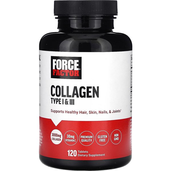 Force Factor, ColáGeno Tipo I Y Iii, 3000 Mg, 120 Comprimidos (1.000 Mg Por Comprimido)-image