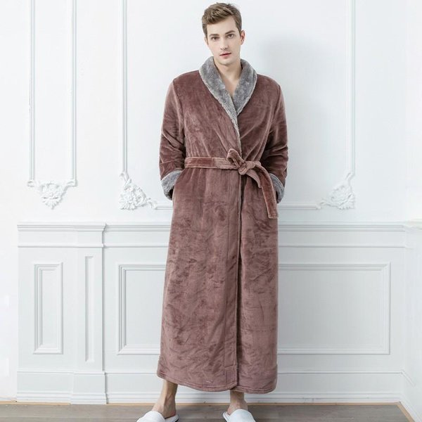 CamisóN De Franela Para Mujer Y Hombre, Bata De BañO Gruesa Y CáLida De Invierno, Para Parejas, Ropa De Dormir Larga Con CinturóN. XL-image
