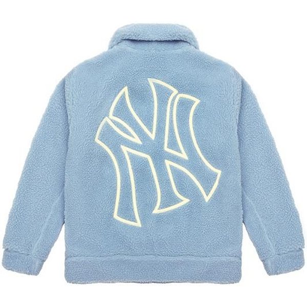 Chaqueta Unisex Con Logo De Lana De Cordero MLB New York Yankees Azul Claro 3AJPF0216-50BLL S White-image