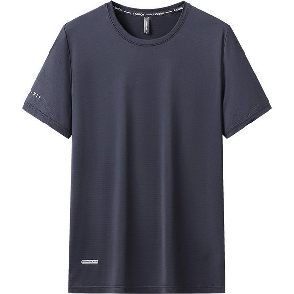 8XL Tallas Grandes Camisetas Deportivas De Manga Corta De Secado RáPido Para Hombre Camisetas De Entrenamiento Para Correr Rendimiento EláStico Verano Casual Transpirable Cuello Redondo Top Camiseta 3XL Gris Oscuro-image