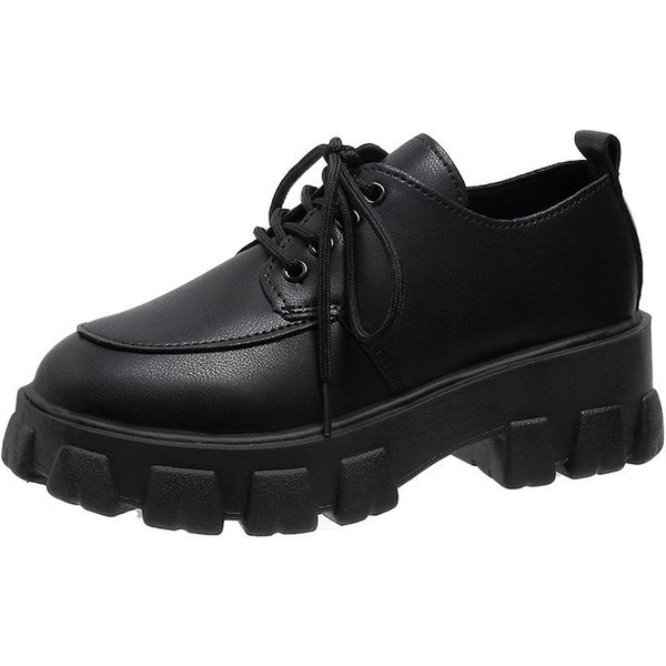 Zapatos De TacóN Alto Para Mujer Zapatos De Plataforma Tacones Altos Negros Moda Puntera Redonda Mocasines Zapatos De Plataforma Zapatos De Charol De PU SintéTico Para Mujer 35-image