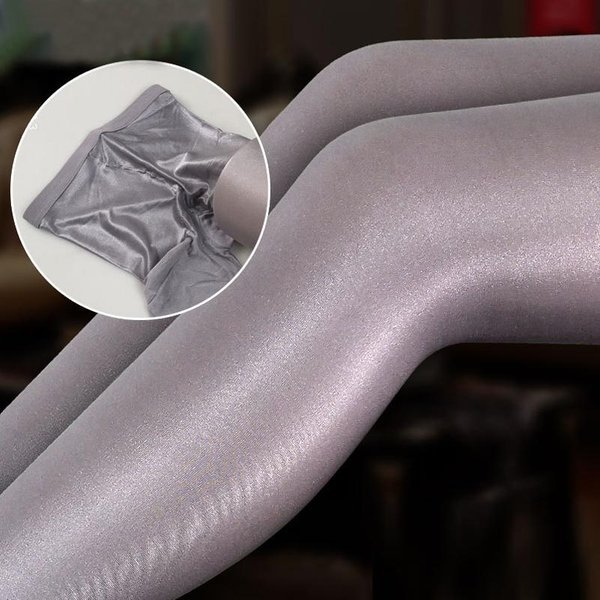 Medias sexy Ajustadas 70D Moldeadoras Brillantes Aceite SatéN Calcetines De Baile Cantante Reflectantes Medias De CompresióN Ds Discoteca One Size Gray-image
