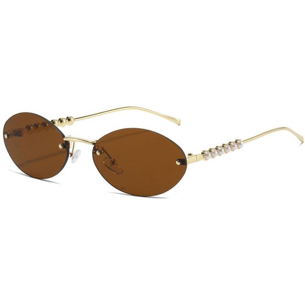 Y2K Vintage Bezramkowe Owalne Okulary PrzeciwsłOneczne Damskie Dla MężCzyzn Luksusowe Designerskie Okulary PrzeciwsłOneczne Punk Popularne PerłOwe Eleganckie Okulary UV400-image