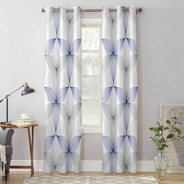 Nowoczesna Sztuka Geometryczny WzóR Niebieskie ZasłOny Okienne Do Salonu Luksusowa ZasłOna Do Sypialni Rolety Kuchenne Draperie ZasłOny 135W X 115H(Cm) X1-image