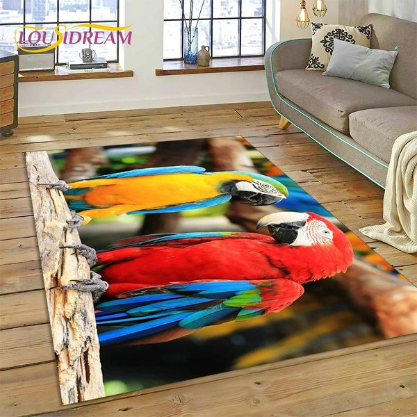 Kolorowa Papuga Ara PapużKa Falista Ptak Dywan Dywan Dla Domu Salon Sypialnia Sofa Wycieraczka Decor, Dywanik DziecięCy AntypośLizgowa Mata PodłOgowa 40X60Cm-image