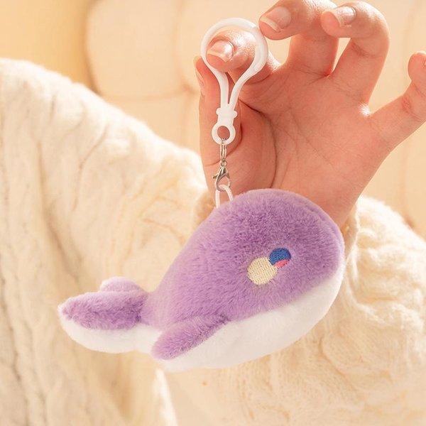 Colgante De Peluche De Animal Marino 10/18 Cm Relleno DelfíN Morado Orca TiburóN Foca Llavero Con Bucle Peluche PequeñO Para Bolso Regalo-image