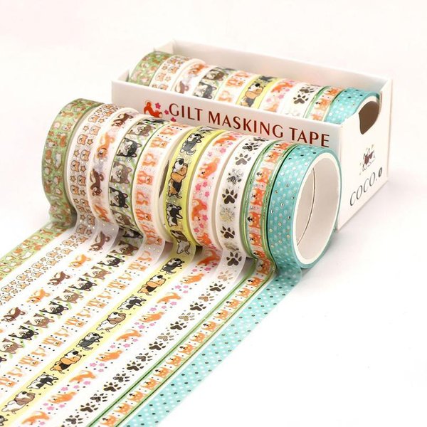 10 Rollos Cinta Washi De Estrellas Cinta Adhesiva Decorativa Suministros Para Diario Escolar LáMina De Oro Scrapbooking PapeleríA Kawaii Cinta De Enmascarar White-image