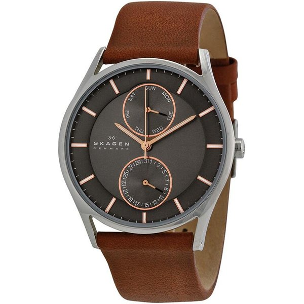 skagen Holst Esfera De CarbóN Correa De Cuero MarróN Reloj Para Hombre Reloj De Cuarzo Para Mujer Holst Esfera De CarbóN Correa De Cuero MarróN Reloj Para Hombre 6 SKW6086 MarróN-image