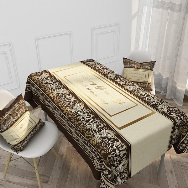 Wodoodporny Lniany Obrus Domowy Etniczny Styl Retro WzóR Hotelowy Obrus ProstokąTny Kuchenny Obrus 140-180Cm-image