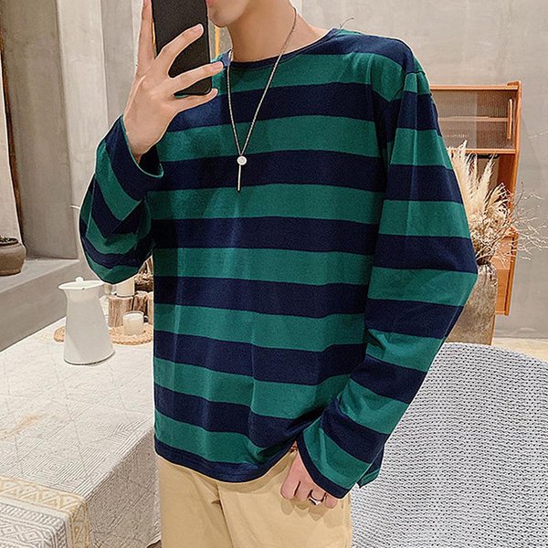 Camisetas A Rayas De Primavera Y OtoñO Para Hombre, Camisetas Casuales De Manga Larga, JerséIs Holgados Para Hombre, Camisetas De Invierno Para Hombre, Ropa Para Hombre M Black-image